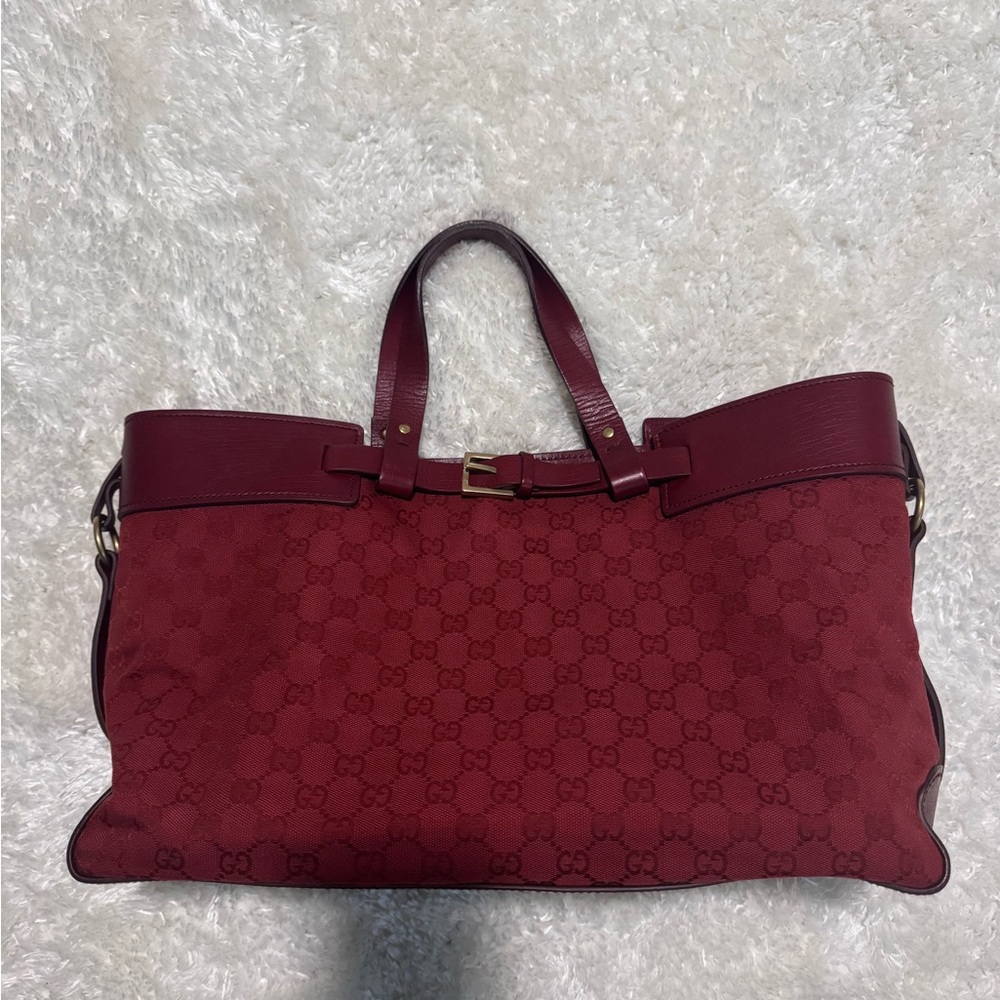 Gucci Belted leather/canvas medium Tote